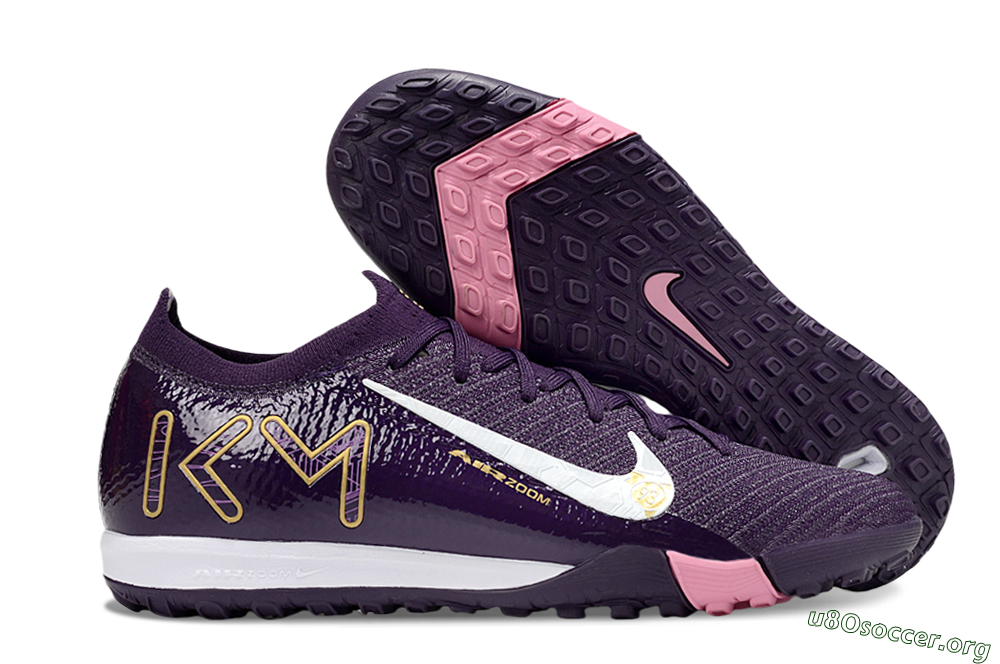 Nike Air Zoom Mercurial Vapor 16 Elite TF Football Shoes - Purple/White/Gold 2