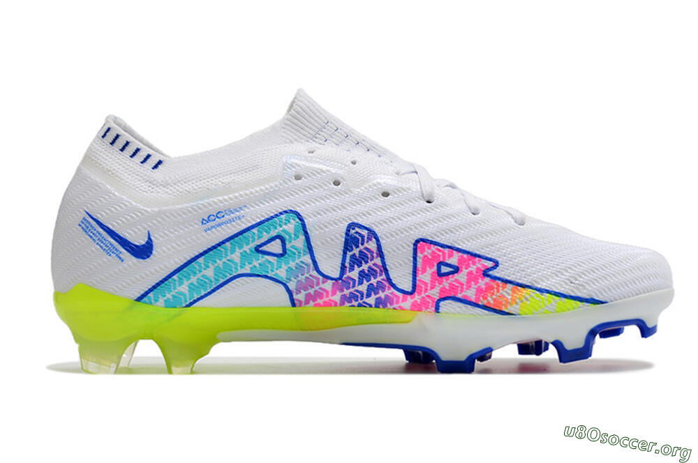 Nike Air Zoom Mercurial Vapor 15 Elite FG Football Boots - White/Blue/Pink/Yellow 4