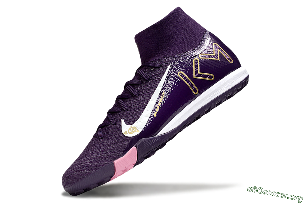 Nike Air Zoom Mercurial Superfly 10 Elite TF Football Shoes - Purple/White/Gold 6