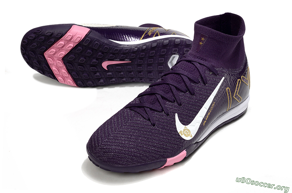 Nike Air Zoom Mercurial Superfly 10 Elite TF Football Shoes - Purple/White/Gold 0