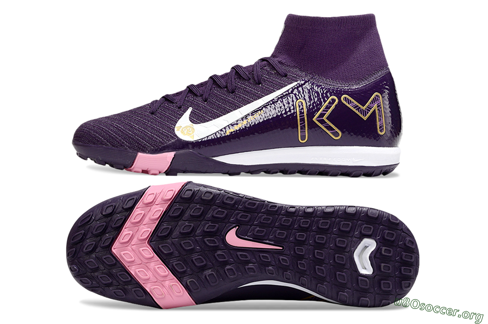 Nike Air Zoom Mercurial Superfly 10 Elite TF Football Shoes - Purple/White/Gold 1
