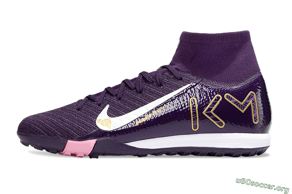 Nike Air Zoom Mercurial Superfly 10 Elite TF Football Shoes - Purple/White/Gold 3