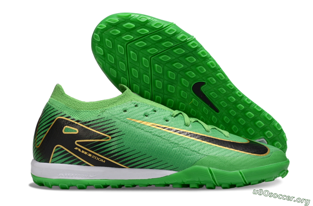Nike Air Zoom Mercurial Vapor 16 Elite TF Football Shoes - Green/Gold/Black 2
