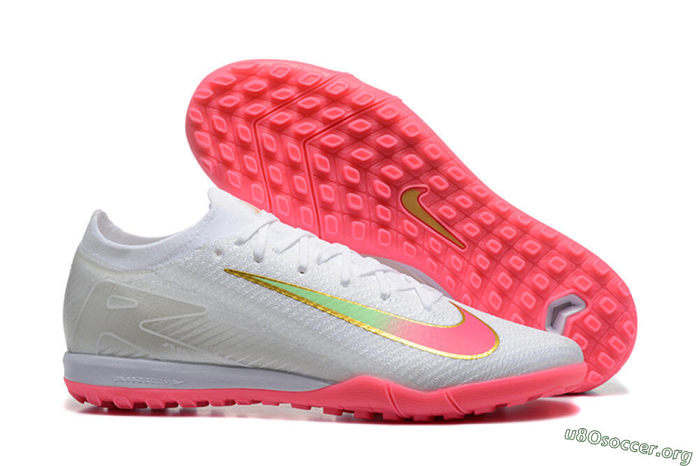 Nike Air Zoom Mercurial Vapor 16 Elite TF Football Shoes - White/Pink/Gold 2