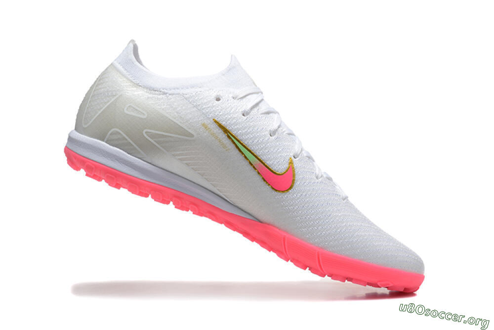 Nike Air Zoom Mercurial Vapor 16 Elite TF Football Shoes - White/Pink/Gold 7