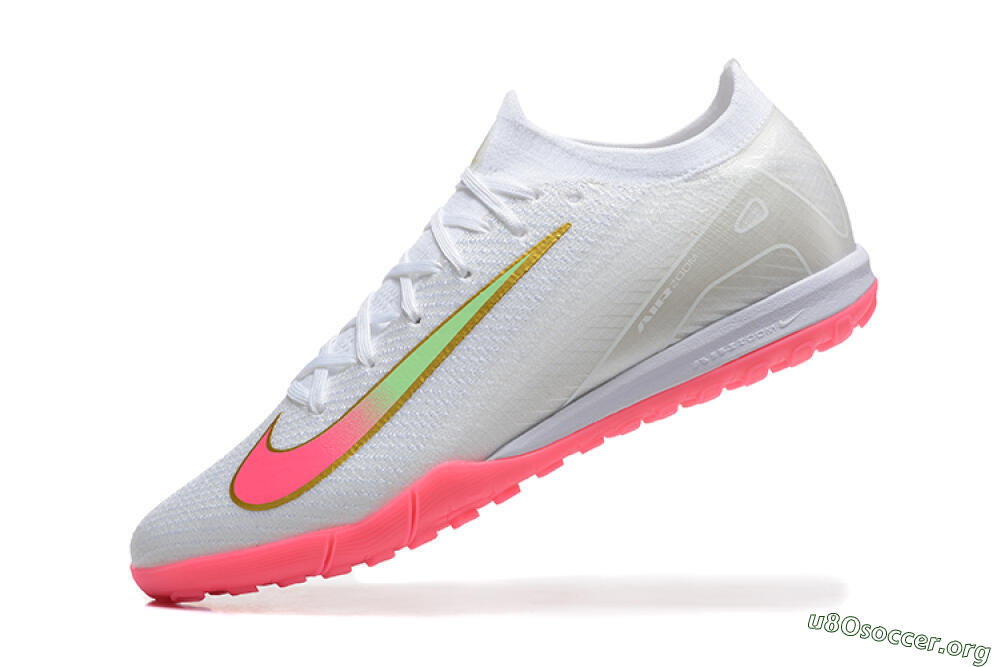 Nike Air Zoom Mercurial Vapor 16 Elite TF Football Shoes - White/Pink/Gold 8