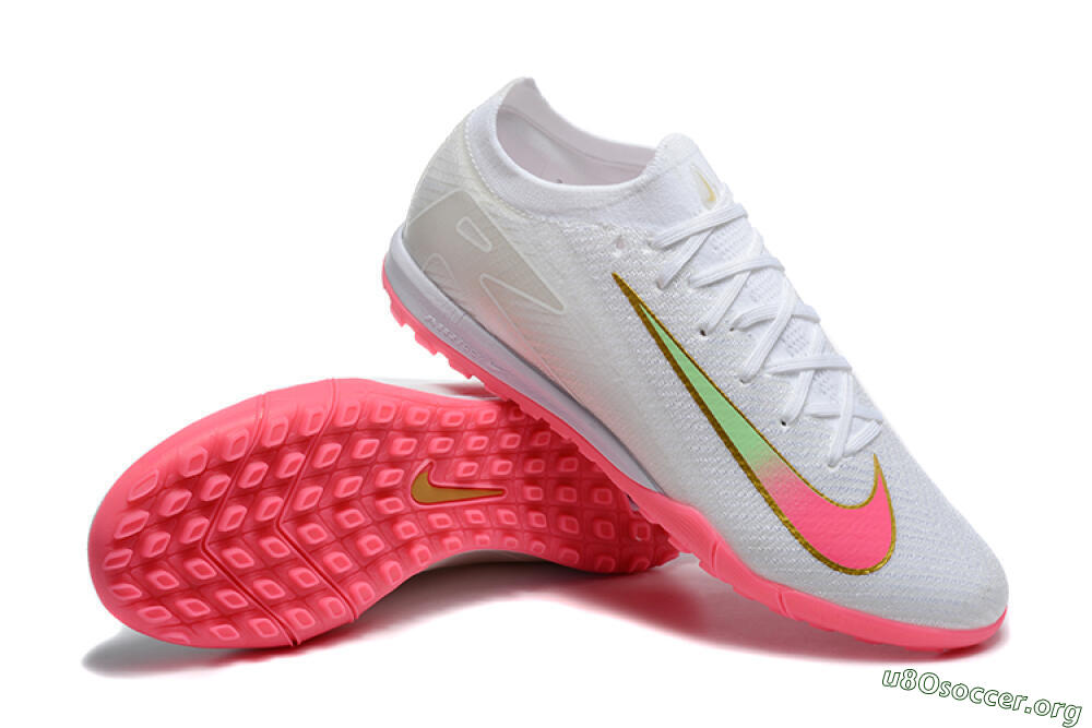 Nike Air Zoom Mercurial Vapor 16 Elite TF Football Shoes - White/Pink/Gold 4