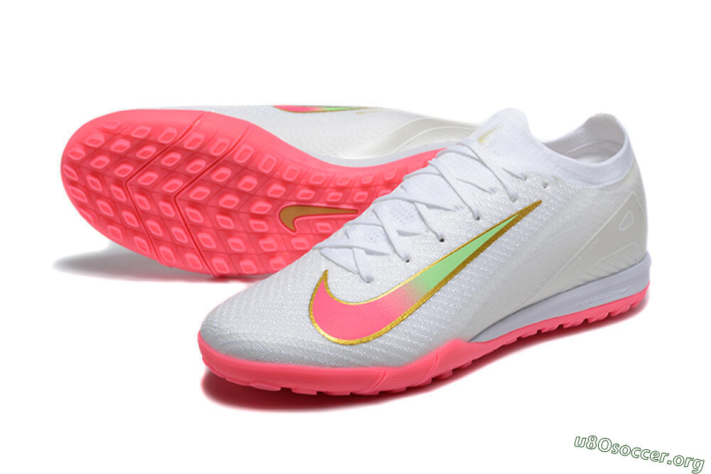 Nike Air Zoom Mercurial Vapor 16 Elite TF Football Shoes - White/Pink/Gold 0