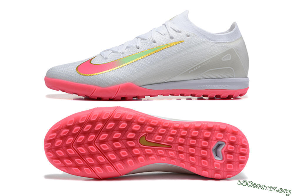 Nike Air Zoom Mercurial Vapor 16 Elite TF Football Shoes - White/Pink/Gold 1