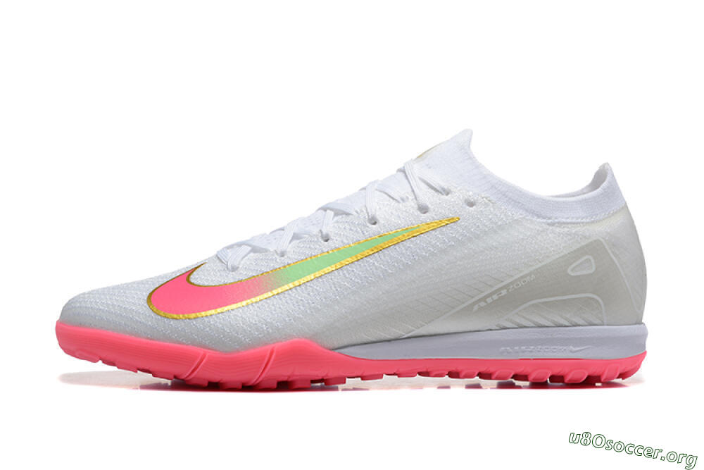 Nike Air Zoom Mercurial Vapor 16 Elite TF Football Shoes - White/Pink/Gold 3