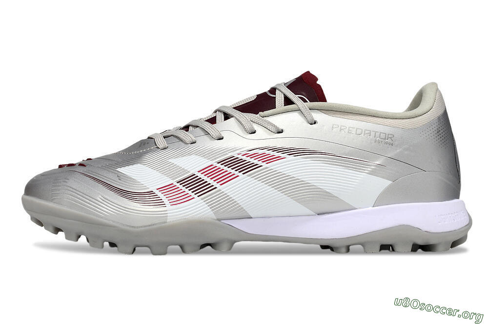 Adidas Predator 25 Elite TF Football Shoes - Silver/Red/White 3