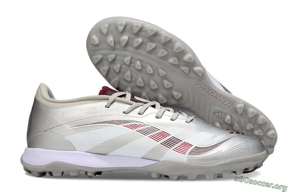 Adidas Predator 25 Elite TF Football Shoes - Silver/Red/White 2
