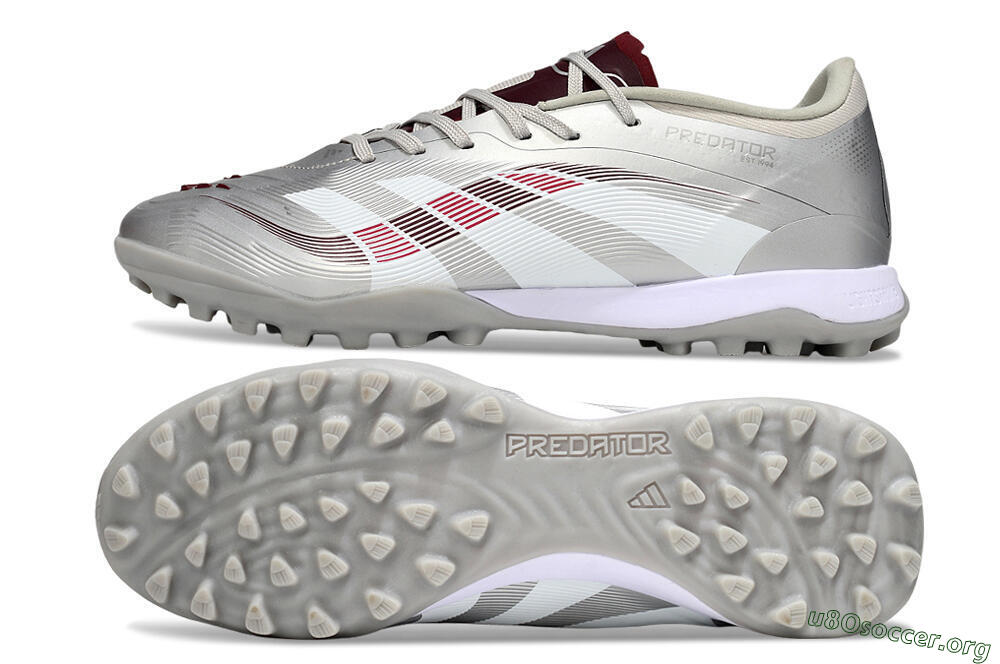 Adidas Predator 25 Elite TF Football Shoes - Silver/Red/White 1
