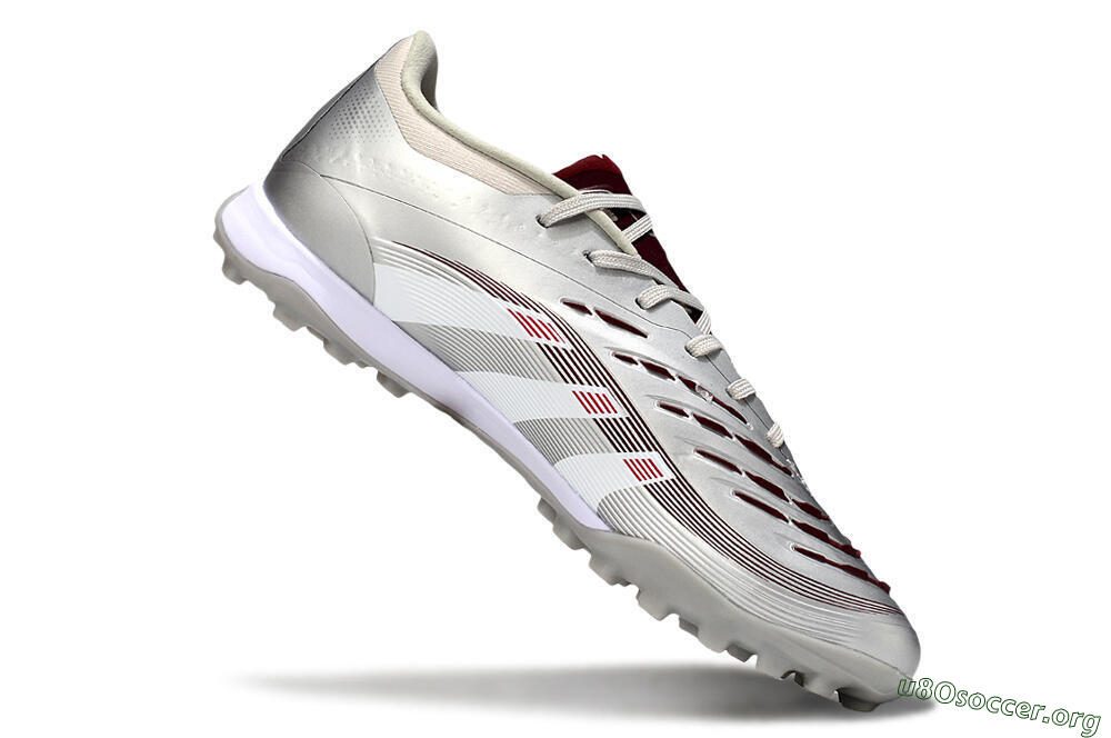 Adidas Predator 25 Elite TF Football Shoes - Silver/Red/White 4