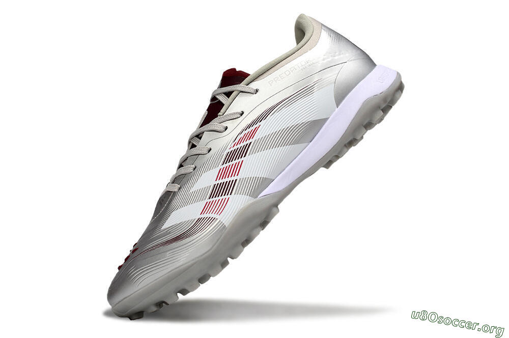 Adidas Predator 25 Elite TF Football Shoes - Silver/Red/White 5
