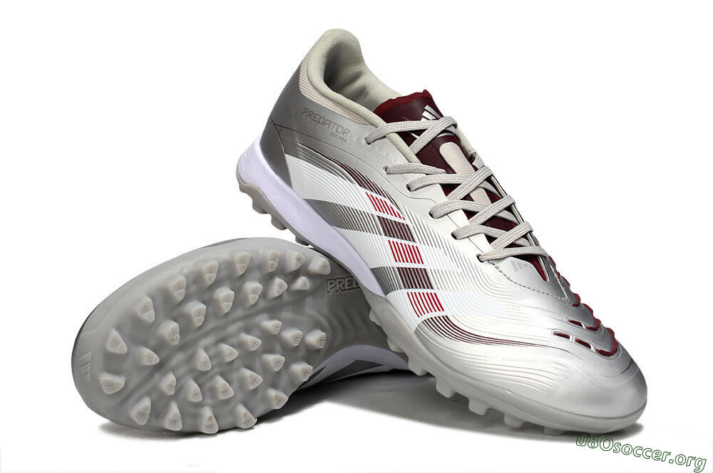 Adidas Predator 25 Elite TF Football Shoes - Silver/Red/White 0