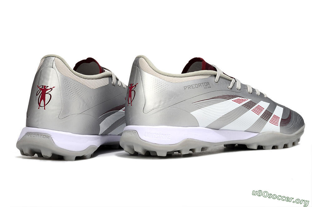 Adidas Predator 25 Elite TF Football Shoes - Silver/Red/White 6