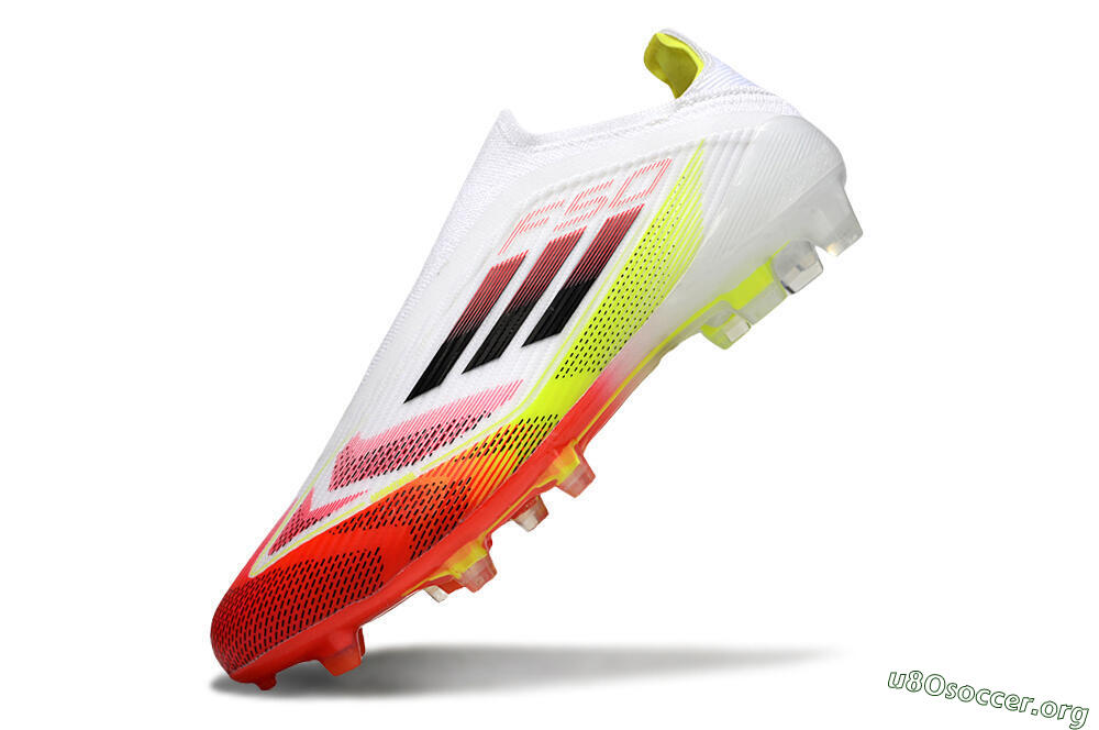 Adidas F50 Elite Laceless FG Football Boots - White/Red/Yellow 6