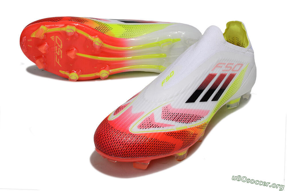 Adidas F50 Elite Laceless FG Football Boots - White/Red/Yellow 0