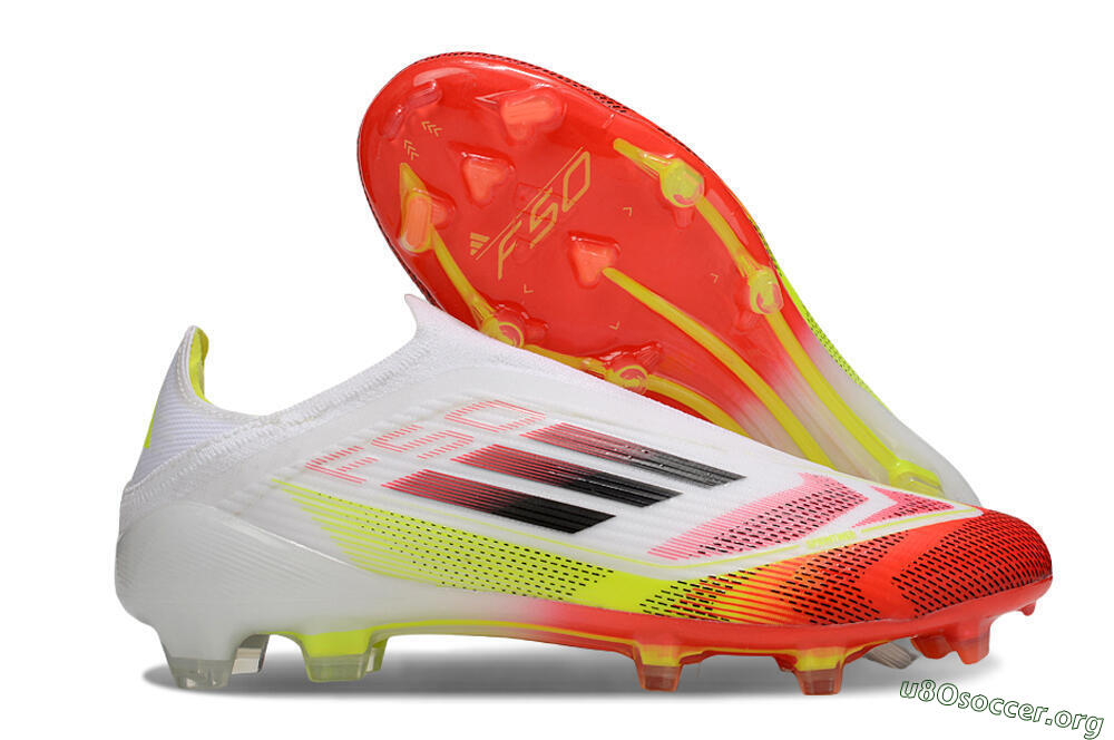 Adidas F50 Elite Laceless FG Football Boots - White/Red/Yellow 2