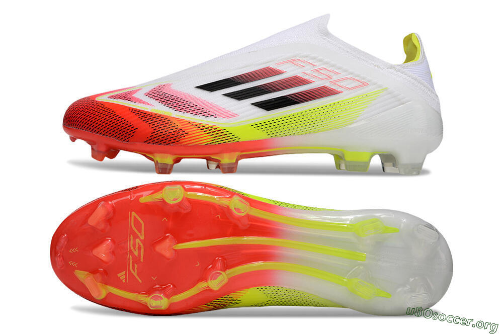 Adidas F50 Elite Laceless FG Football Boots - White/Red/Yellow 1
