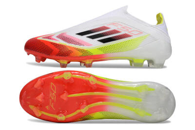 Adidas F50 Elite Laceless FG Football Boots - White/Red/Yellow