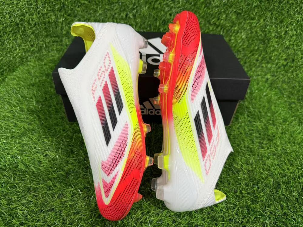 Adidas F50 Elite Laceless FG Football Boots - White/Red/Yellow