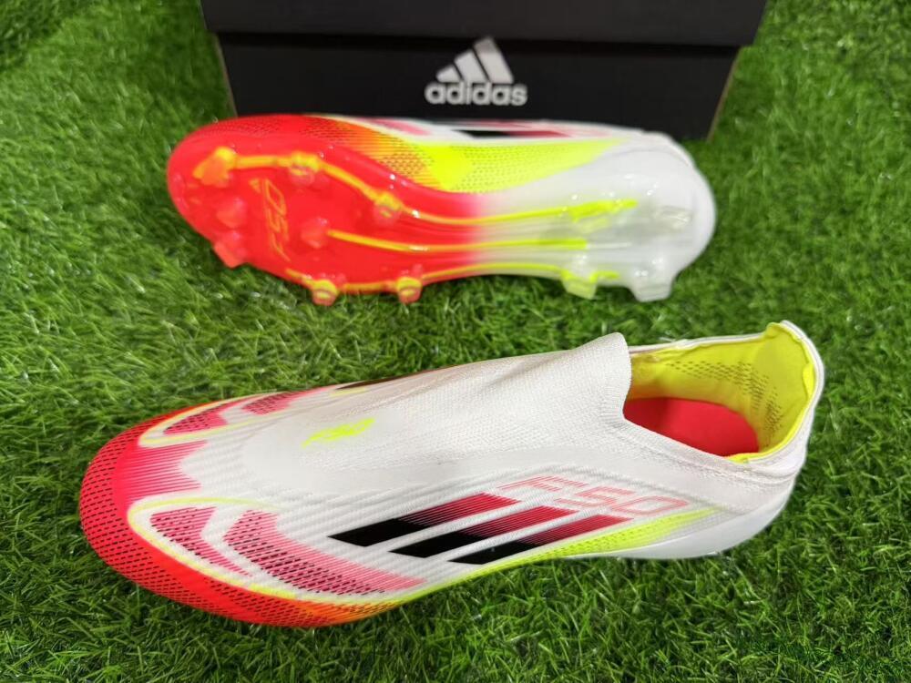 Adidas F50 Elite Laceless FG Football Boots - White/Red/Yellow