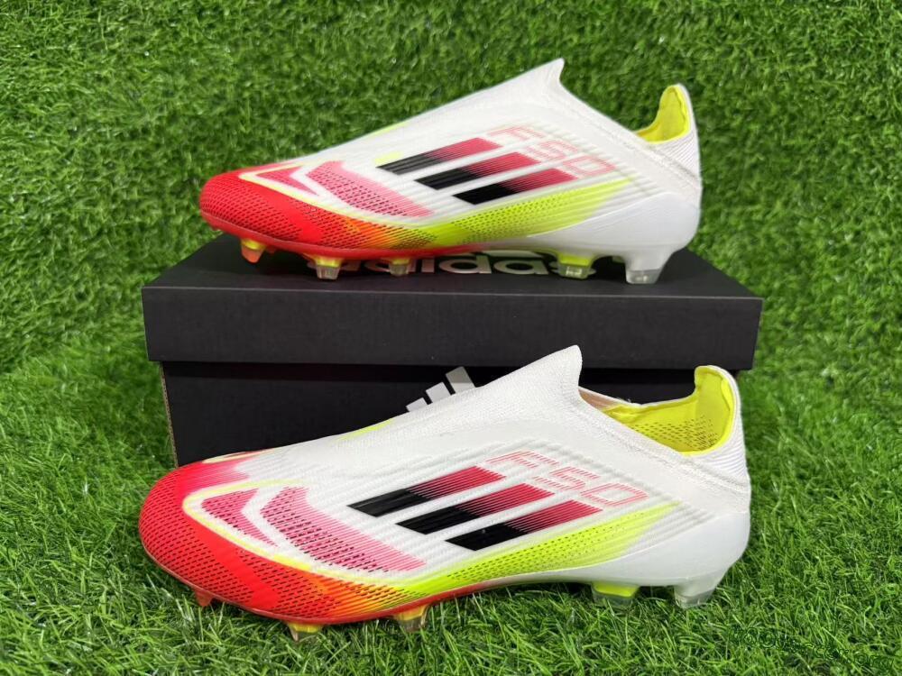 Adidas F50 Elite Laceless FG Football Boots - White/Red/Yellow