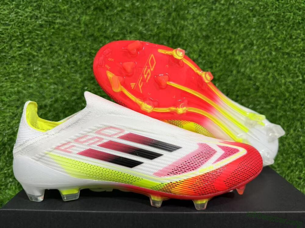 Adidas F50 Elite Laceless FG Football Boots - White/Red/Yellow