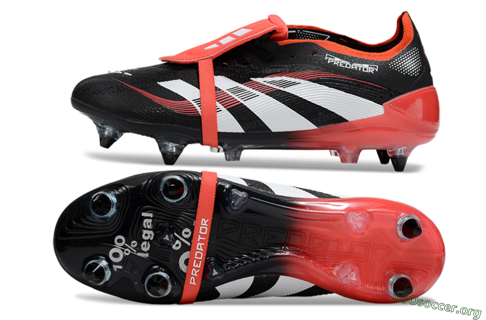 Adidas Predator 25 Elite Foldover Tongue SG Football Boots - Black/White/Red 1