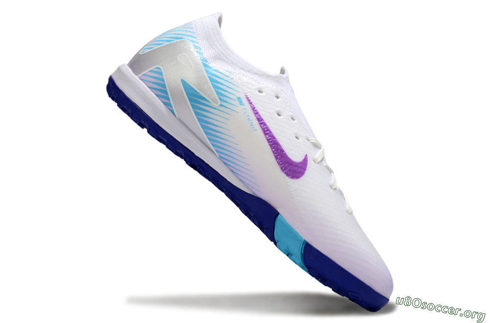 Nike Air Zoom Mercurial Vapor 16 Elite TF Football Shoes - White/Purple/Silver 4