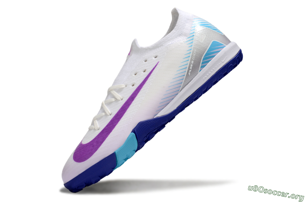Nike Air Zoom Mercurial Vapor 16 Elite TF Football Shoes - White/Purple/Silver 5