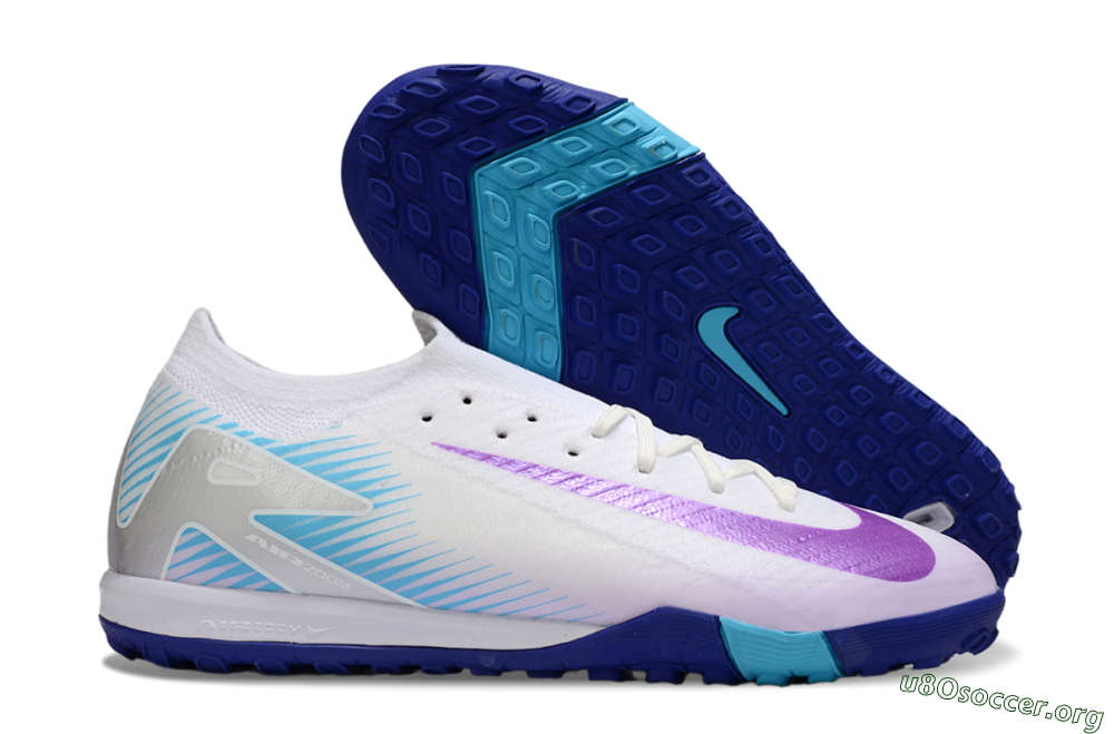 Nike Air Zoom Mercurial Vapor 16 Elite TF Football Shoes - White/Purple/Silver 2