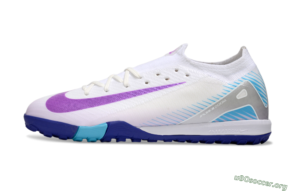 Nike Air Zoom Mercurial Vapor 16 Elite TF Football Shoes - White/Purple/Silver 3