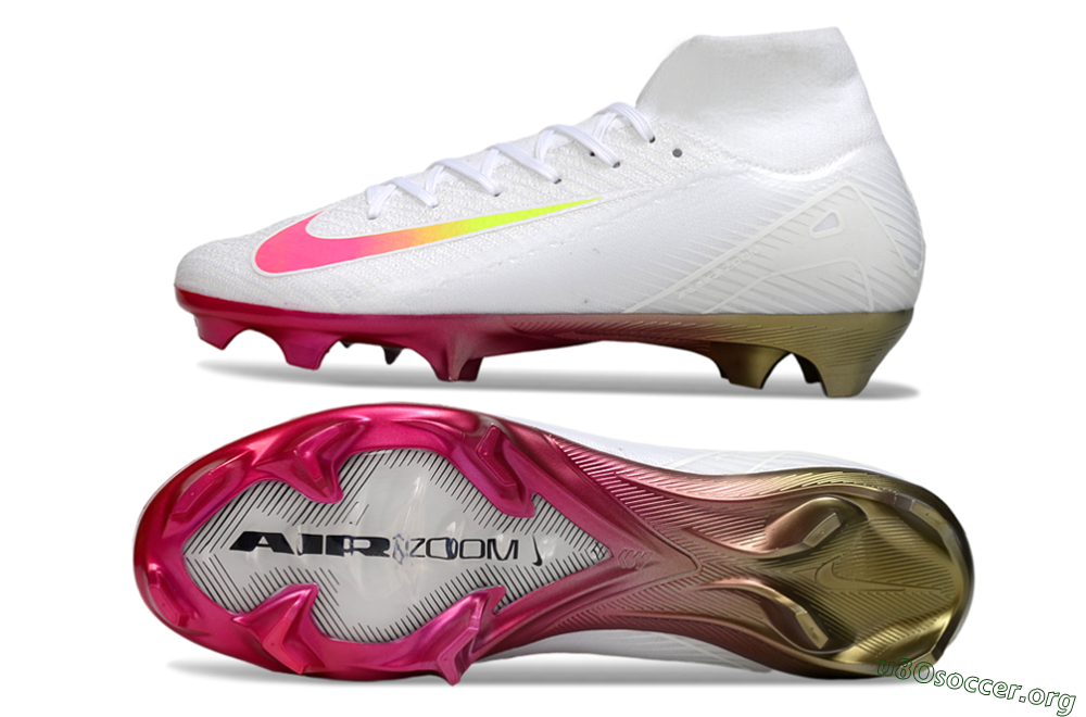 Nike Air Zoom Mercurial Superfly 10 Elite FG Football Boots - White/Pink/Yellow 1