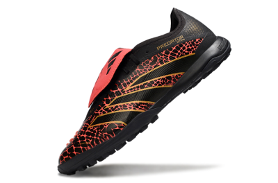 Adidas Predator Laceless Foldover Tongue TF Football Shoes - Black/Red/Gold