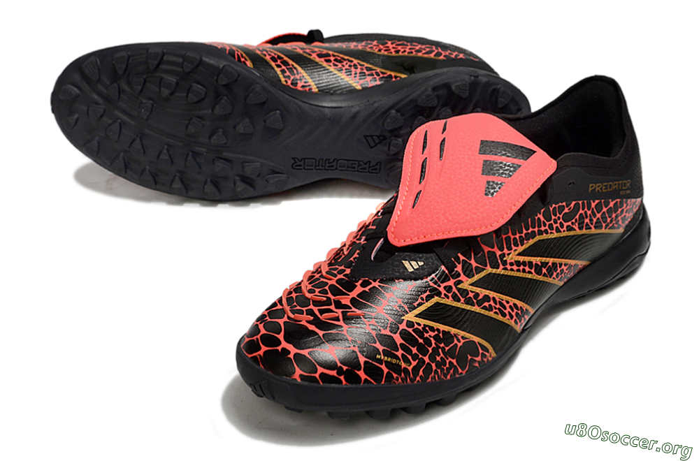 Adidas Predator Laceless Foldover Tongue TF Football Shoes - Black/Red/Gold 0
