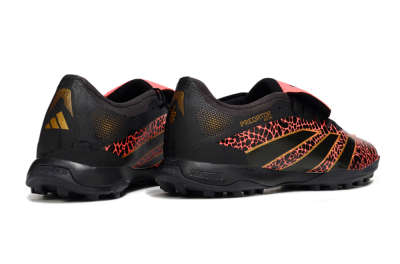 Adidas Predator Laceless Foldover Tongue TF Football Shoes - Black/Red/Gold