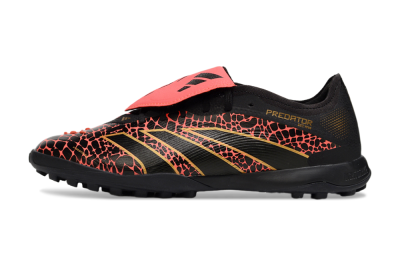 Adidas Predator Laceless Foldover Tongue TF Football Shoes - Black/Red/Gold