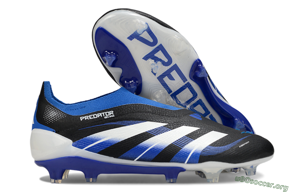 Adidas Predator 25 Elite Laceless FG Football Boots - Black/White/Blue 2
