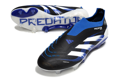 Adidas Predator 25 Elite Laceless FG Football Boots - Black/White/Blue