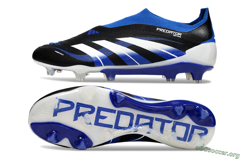 Adidas Predator 25 Elite Laceless FG Football Boots - Black/White/Blue 1
