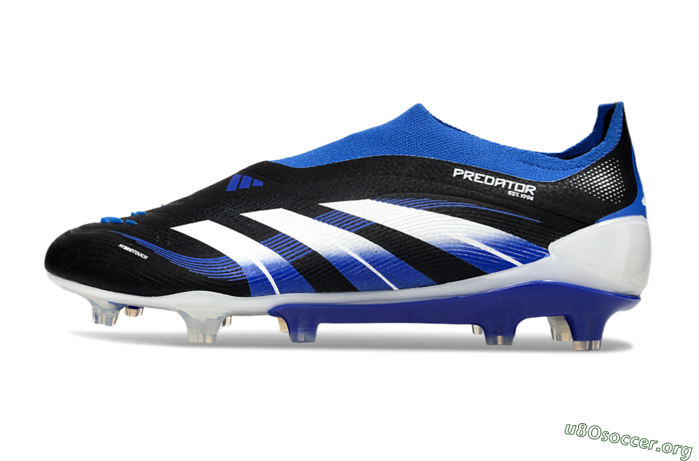 Adidas Predator 25 Elite Laceless FG Football Boots - Black/White/Blue 3