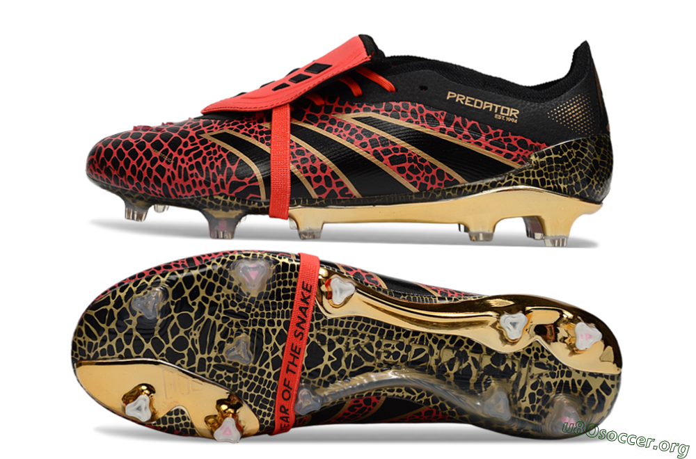 Adidas Predator 25 Elite Foldover Tongue FG Football Boots - Black/Red/Gold 1