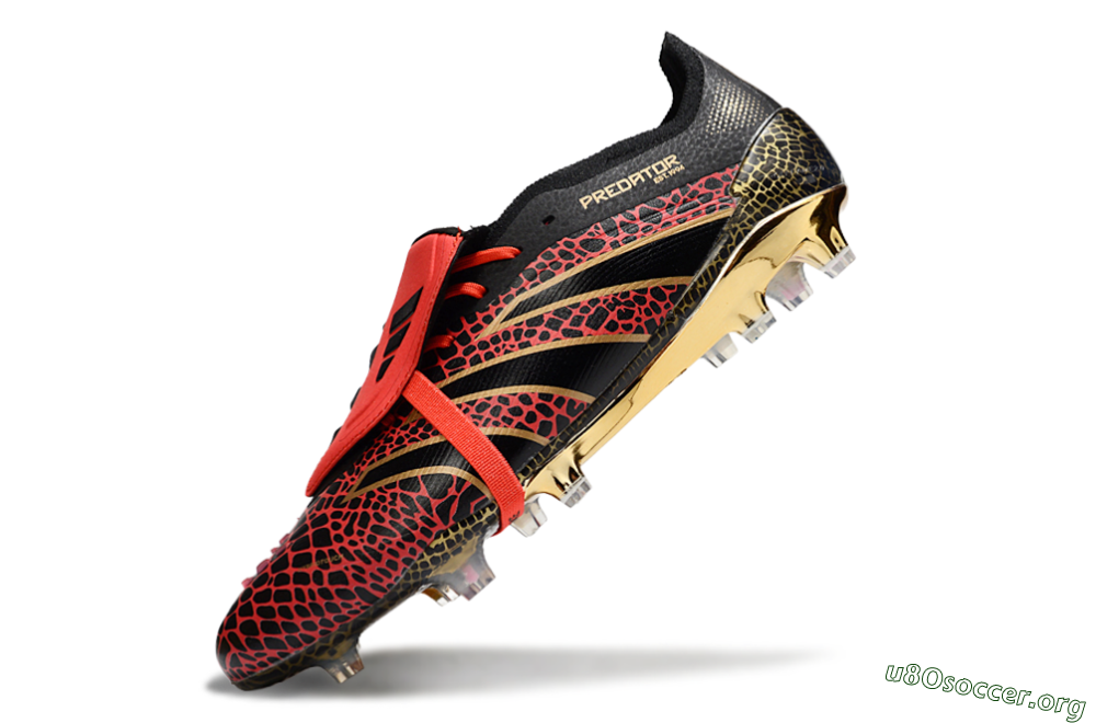 Adidas Predator 25 Elite Foldover Tongue FG Football Boots - Black/Red/Gold 5