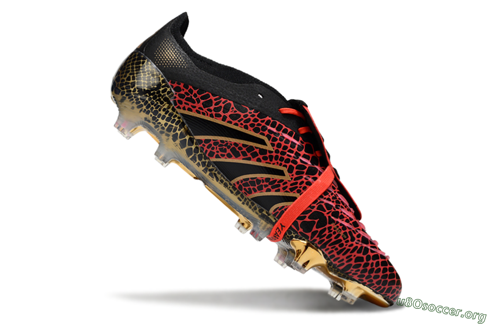 Adidas Predator 25 Elite Foldover Tongue FG Football Boots - Black/Red/Gold 4