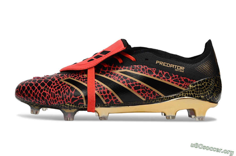 Adidas Predator 25 Elite Foldover Tongue FG Football Boots - Black/Red/Gold 3