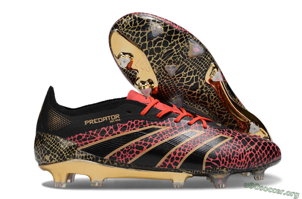 Adidas Predator 25 Elite FG Football Boots - Black/Red/Gold 2