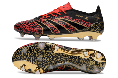 Adidas Predator 25 Elite FG Football Boots - Black/Red/Gold
